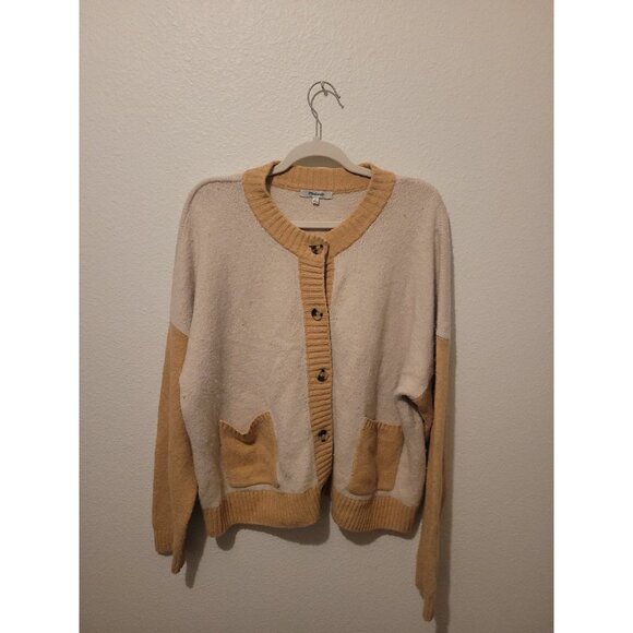 Madewell Colorblock Cotton Merino Wool Cardigan Sweater Button Wmn XL LS Grandma - Picture 1 of 8